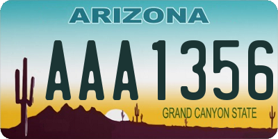 AZ license plate AAA1356