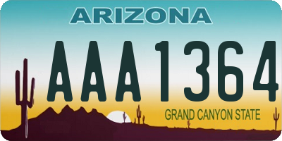AZ license plate AAA1364