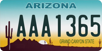 AZ license plate AAA1365