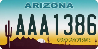 AZ license plate AAA1386