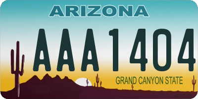 AZ license plate AAA1404