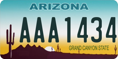AZ license plate AAA1434