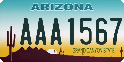 AZ license plate AAA1567