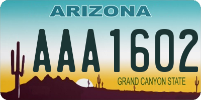 AZ license plate AAA1602