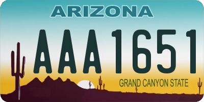 AZ license plate AAA1651