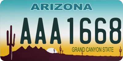 AZ license plate AAA1668