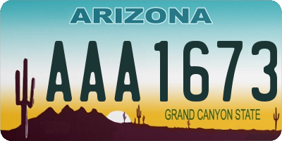AZ license plate AAA1673