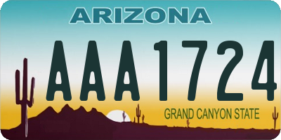 AZ license plate AAA1724