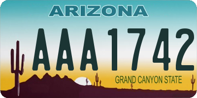 AZ license plate AAA1742