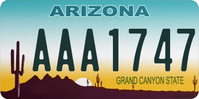 AZ license plate AAA1747