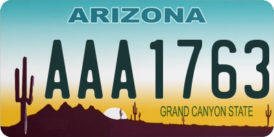 AZ license plate AAA1763