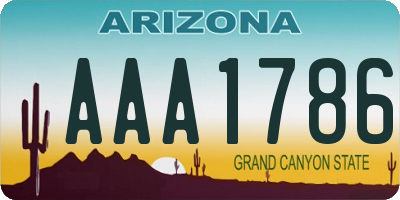 AZ license plate AAA1786