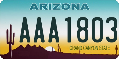 AZ license plate AAA1803