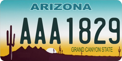 AZ license plate AAA1829