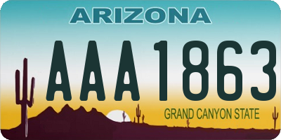 AZ license plate AAA1863