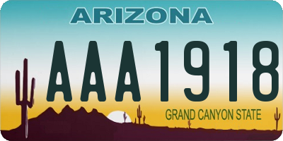 AZ license plate AAA1918