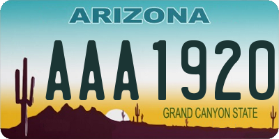 AZ license plate AAA1920