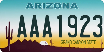 AZ license plate AAA1923