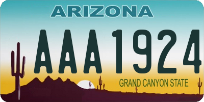 AZ license plate AAA1924