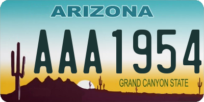AZ license plate AAA1954