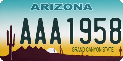 AZ license plate AAA1958