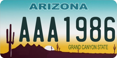 AZ license plate AAA1986
