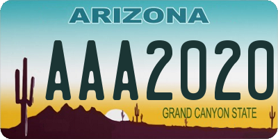AZ license plate AAA2020