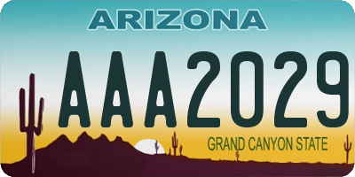 AZ license plate AAA2029