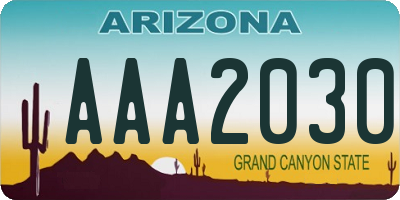 AZ license plate AAA2030
