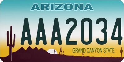 AZ license plate AAA2034