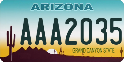 AZ license plate AAA2035