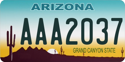 AZ license plate AAA2037