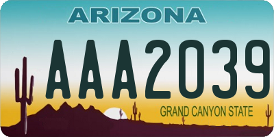AZ license plate AAA2039