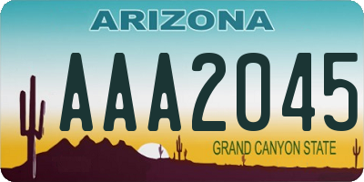 AZ license plate AAA2045
