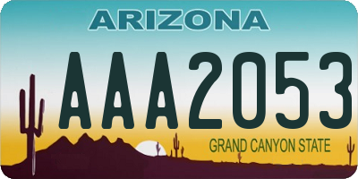AZ license plate AAA2053