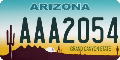 AZ license plate AAA2054