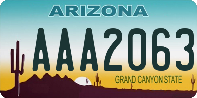 AZ license plate AAA2063