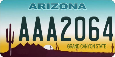 AZ license plate AAA2064