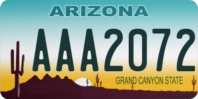 AZ license plate AAA2072