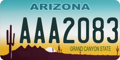 AZ license plate AAA2083