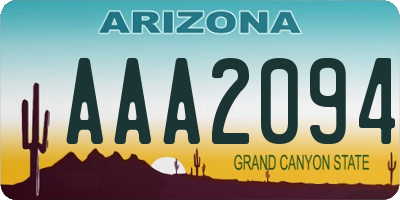 AZ license plate AAA2094