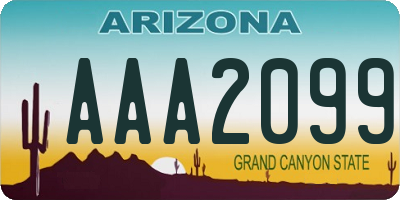 AZ license plate AAA2099