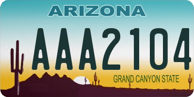 AZ license plate AAA2104