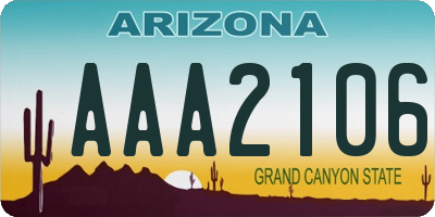 AZ license plate AAA2106