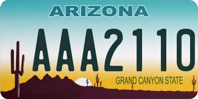 AZ license plate AAA2110
