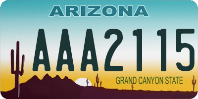 AZ license plate AAA2115