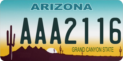 AZ license plate AAA2116