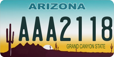 AZ license plate AAA2118