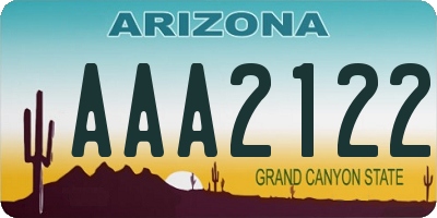 AZ license plate AAA2122