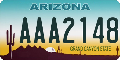 AZ license plate AAA2148